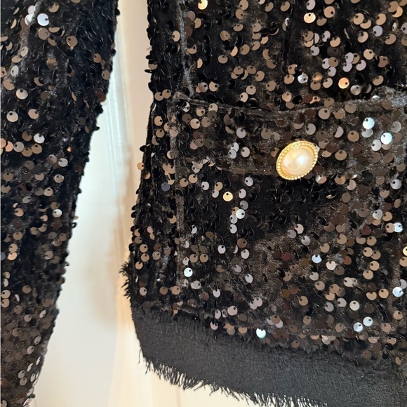 NWT ADORABLE Nanette Lepore black sequin blazer jacket women's S - Picture 8 of 11
